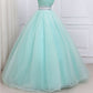 New Arrival Green Tulle Two Piece Prom Dress with Crystal cg2671