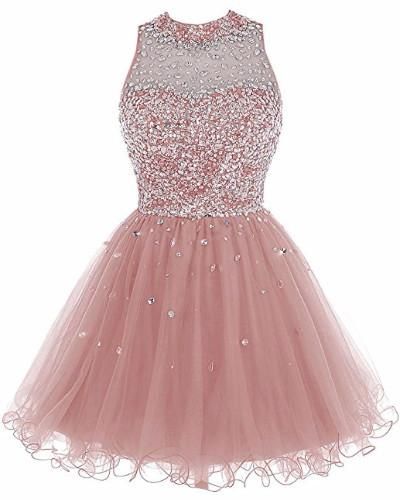 Sleeveless Beaded Tulle Sweetheart Homecoming Dresses cg2672