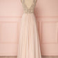 Pink v neck beads sequin long prom dress, pink evening dress cg2707