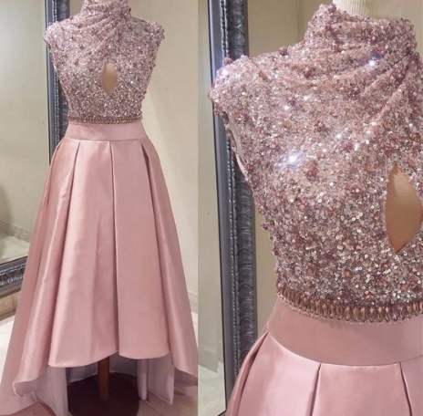 High Low Prom Dresses,Blush Keyhole Prom Dresses,Prom Dresses cg2734