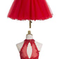 Two-piece Scoop Short Red Organza Beaded Homecoming Dress with Appliques Sequins cg283