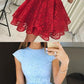 A-Line Round Neck Short Red Lace Homecoming Dress  cg2846