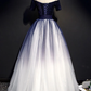 Blue tulle lace long prom dress, blue tulle lace formal dress cg2873