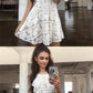 A-Line Round Neck Open Back White Lace Short Cheap Homecoming Dresses cg2889