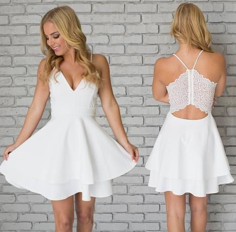 white short homecoming dress, back to school wear cg2916