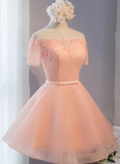 Pink Off Shoulder Short Homecoming Dress, Lovely Party Dress For Sale cg2938