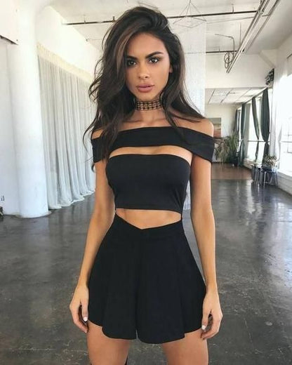 Sexy Black Crop Cut Out dress ,Short Homecoming Dress cg3041 – classygown