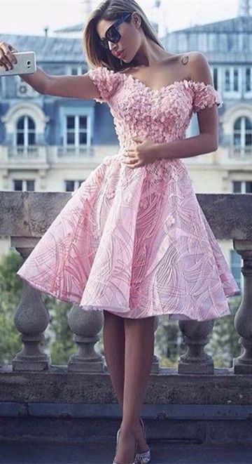Pink homecoming dress, short homecoming dress, lace homecoming dress cg3062