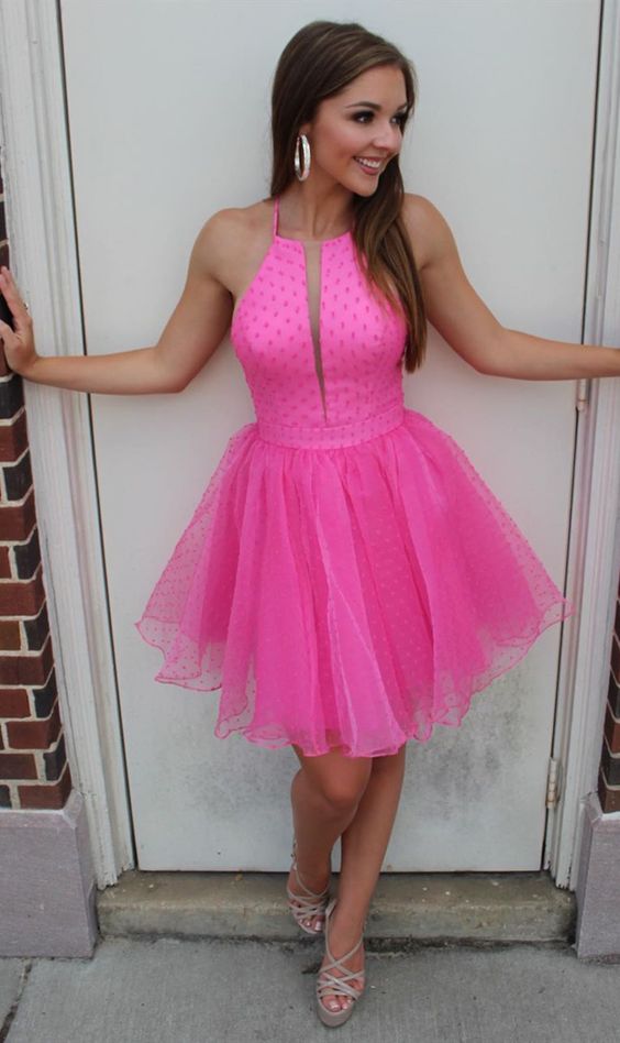 pretty pink homecoming dresses, simple a line hoco dresses, cheap homecoming dresses for teens cg3085