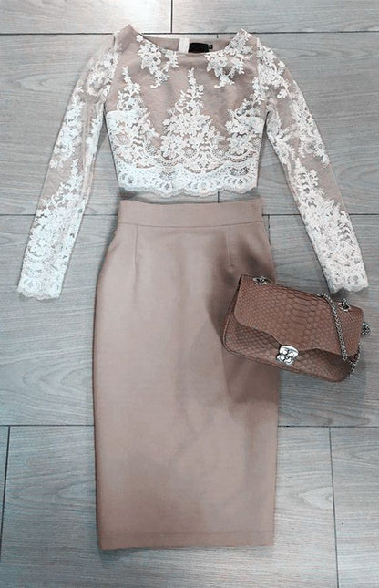 Two Piece Homecoming Dress Lace Crop Short Dress cg3151