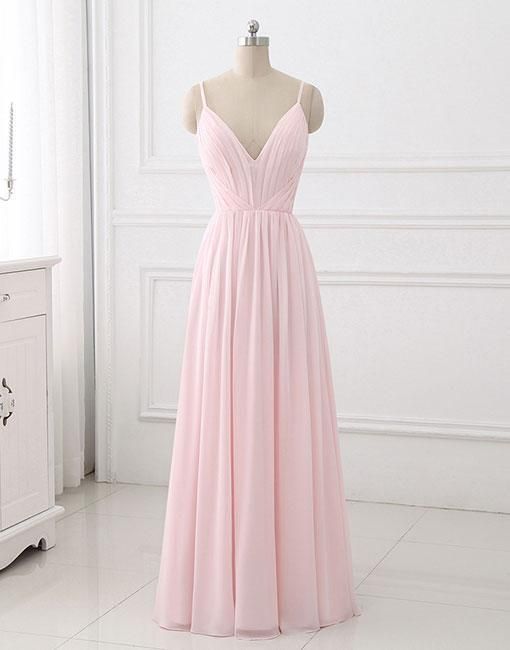 Simple v neck chiffon long prom dress, evening dress cg3155