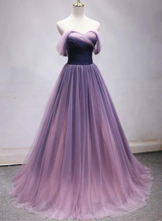 Beautiful Tulle Gradient Long A-Line Formal Dress, Sweetheart Party prom Gown cg3166