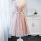 Pink tulle short homecoming dress, bridesmaid dress cg3289