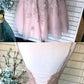 A Line Spaghetti Straps Blush Homecoming Dress With Appliques Beading cg3296