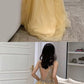 yellow prom dress tulle v neck evening gown sequin beaded cg3324