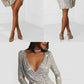 Sexy Sequin Long Deep V Exposed Sleeve Night Club Party homecoming Dress cg3335