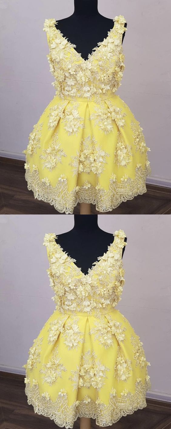 cute yellow homecoming lace dresses cg3448