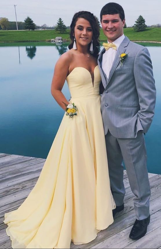 simple long prom dress, yellow prom dress  cg3536