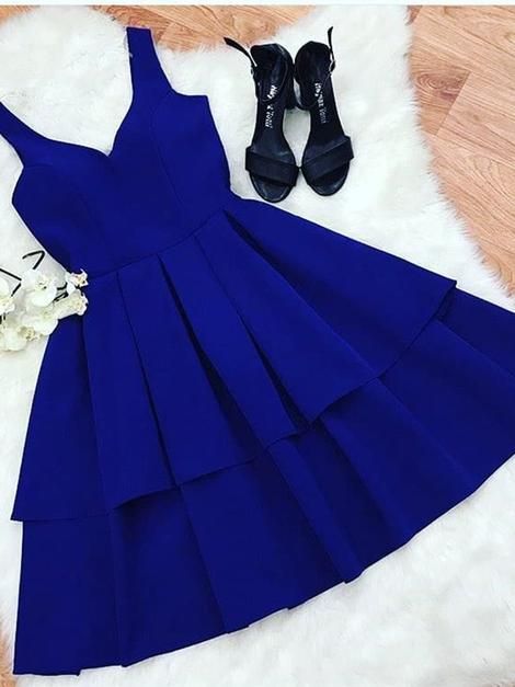 A Line V Neck Short Royal Blue Homecoming Dresses cg3568