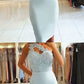 Sheath One Shoulder Light Blue Knee-Length homecoming Dress with Lace Beading cg374