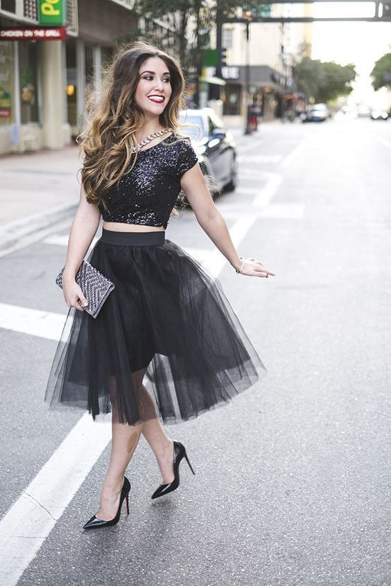 Black Tulle Homecoming Dress , Two Piece Homecoming Dress cg3743