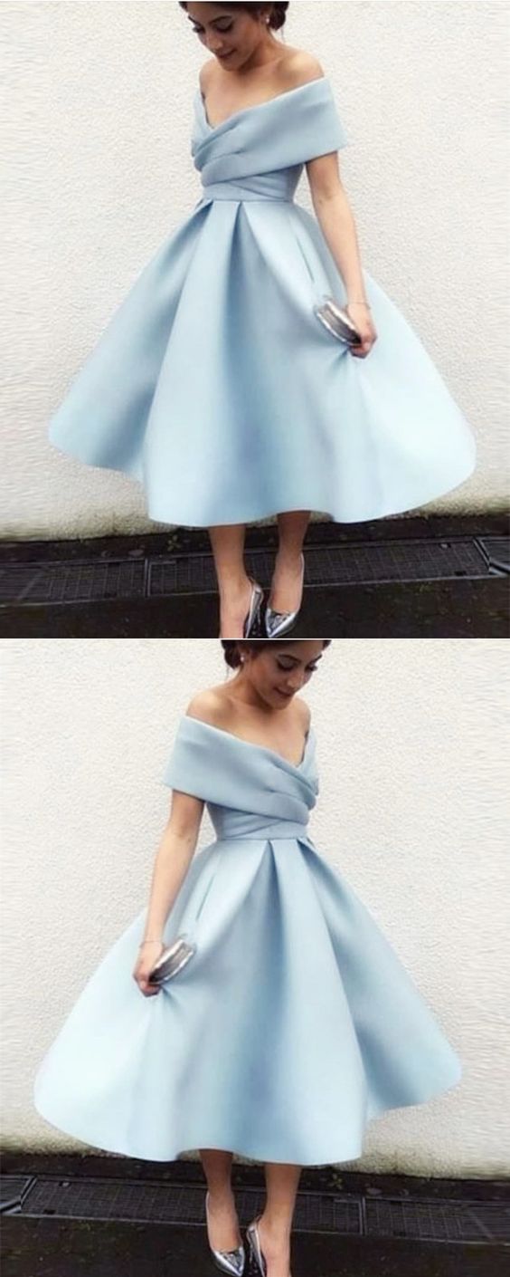 light blue homecoming dress,short dress,tea length party dress cg3821