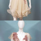 Champagne V neck Lace Short Dress Tulle Homecoming Dress cg3834