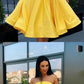 Cute yellow satin short dress, homecoming dress cg3911