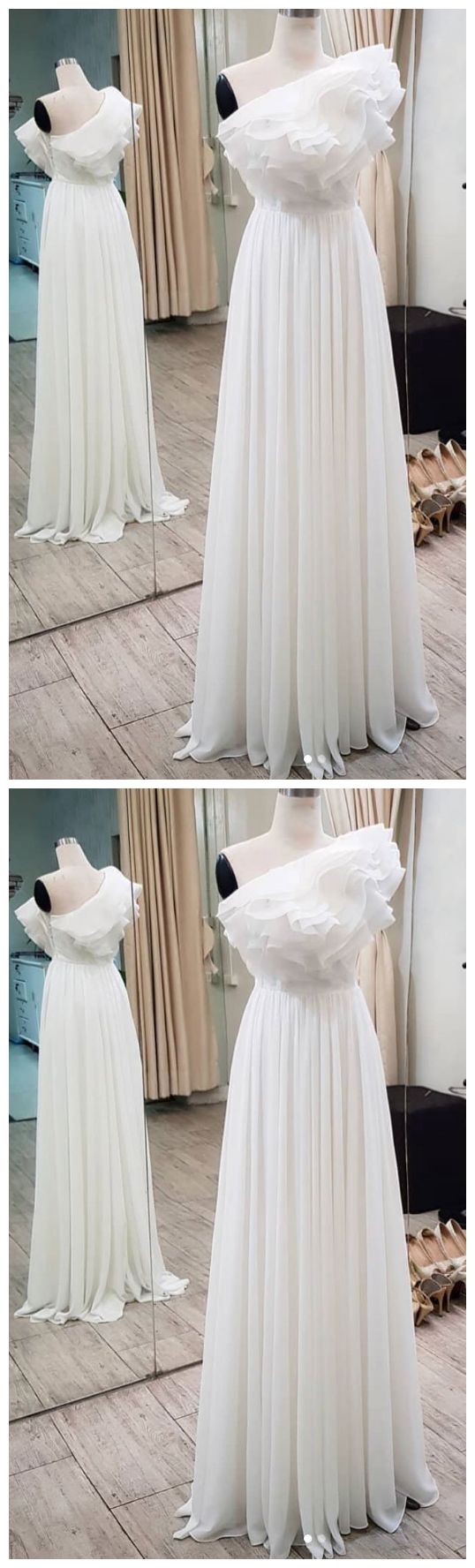 Fashion One Shoulder White Prom Dress, Long Prom Dresses cg3936