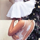 Elegant Deep V Neck Lace Short White Party homecoming party Dress cg4063