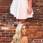 Cute satin round neck short dress, homecoming dress cg4068