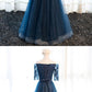 navy blue lace long prom dress, lace evening dress cg4129