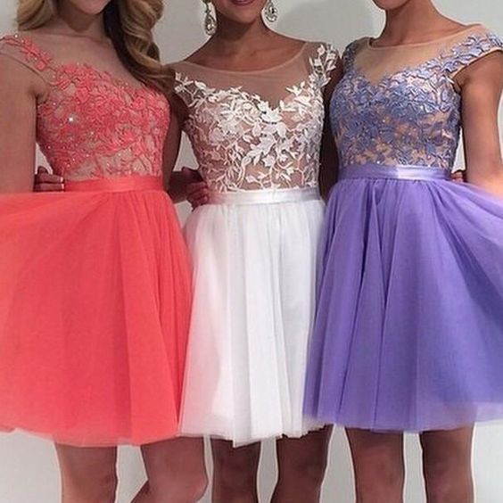 Tulle Homecoming Dress,Lace Homecoming dress cg4154