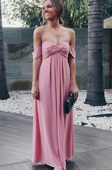 Ruched Chiffon Sweetheart Off Shoulder Prom Dresses Long cg4194