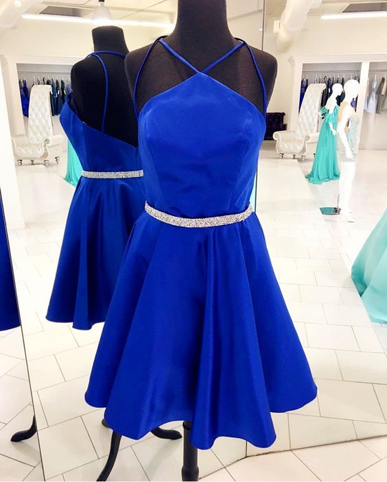 Royal Blue Homecoming Dresses,Halter Cocktail Dress cg4195