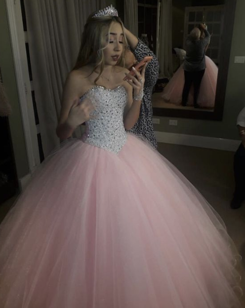 baby pink quinceanera dresses ball gowns prom dress cg4204