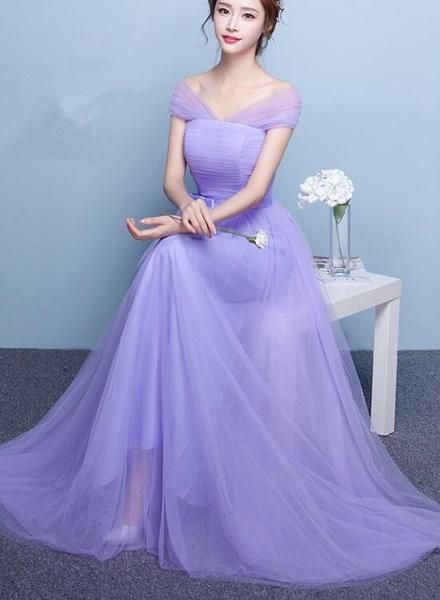 Charming Light Purple Tulle Floor Length Gown, Party prom Dress 2019  cg4236
