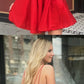 Sexy Red Satin Mini Party Dress, Short homecoming Dress, Red Cocktail Dress cg424
