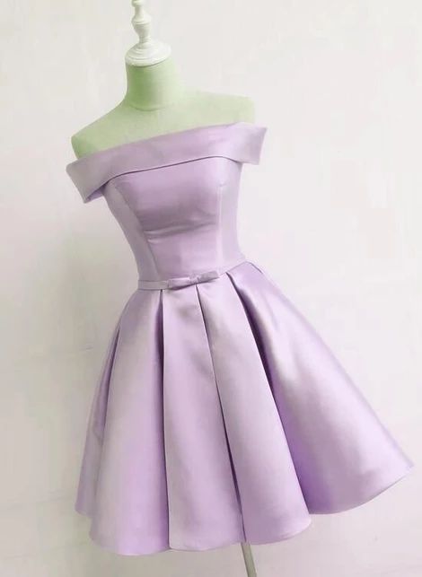 Lovely Purple Satin Short Cute Homecoming Dress cg4280