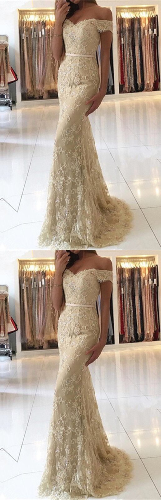 champagne lace mermaid prom evening dresses cg4285