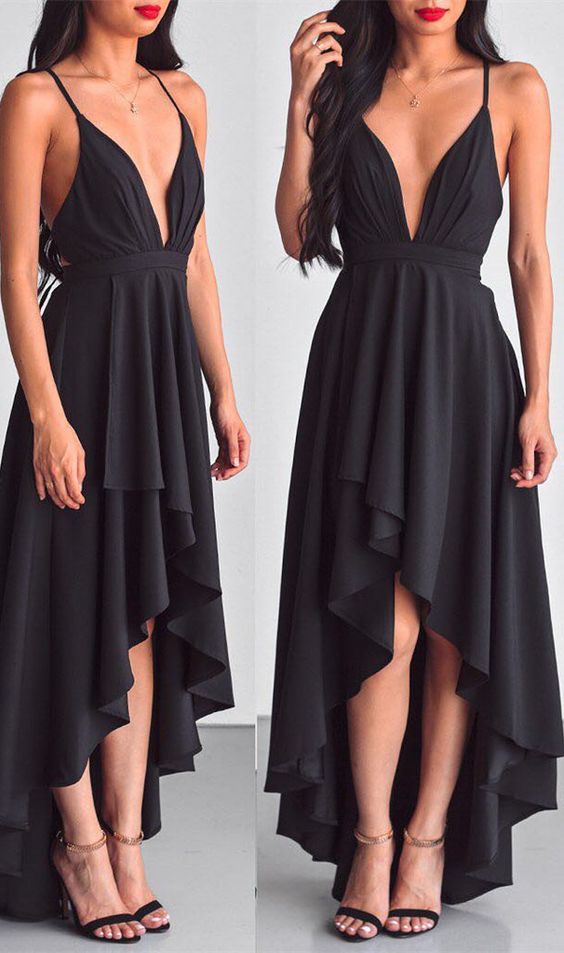 straps high low black homecoming dresses cg4306