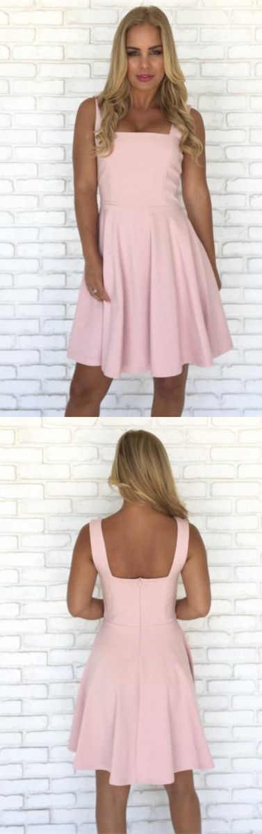 Short pink homecoming dress, backless satin homecoming dress cg4310