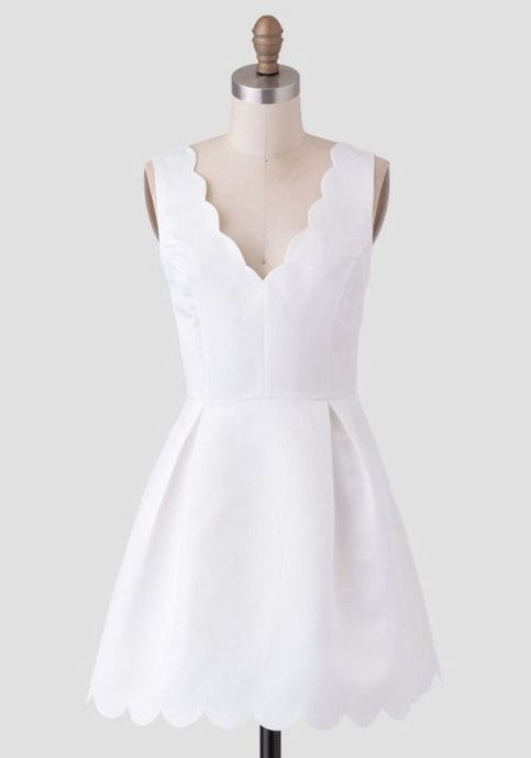 Simple White Homecoming Dresses,V-neck Graduation Dresses cg4315