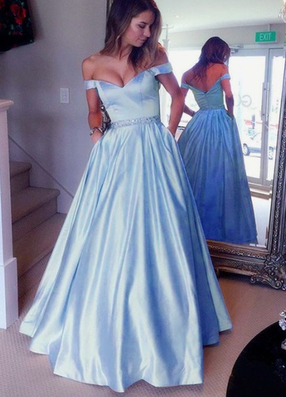Light blue prom dresses off the shoulder ball gown cg4361