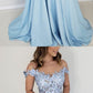 elegant baby blue prom off shoulder dress lace embroidery cg4365