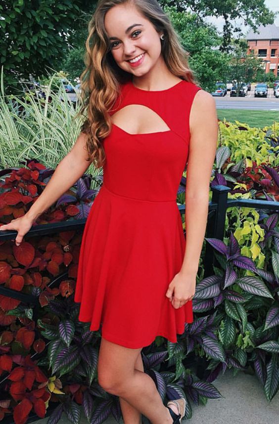 Cheap homecoming dresses Red Simple Summer Strapless Short dress cg4376