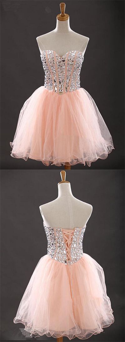 Blush Pink Homecoming Dress,Short Dresses,Tulle Homecoming Gowns cg4379