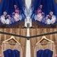 Long Sleeves 3D Floral Short Blue Dresses, Short Blue Formal Graduation Homecoming Dresses cg4513