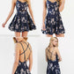 Backless Strap Sexy Party Mini Dress Floral homecoming dress cg4515