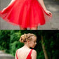 Simple V Neck Straps Red Homecoming Dress  cg4522